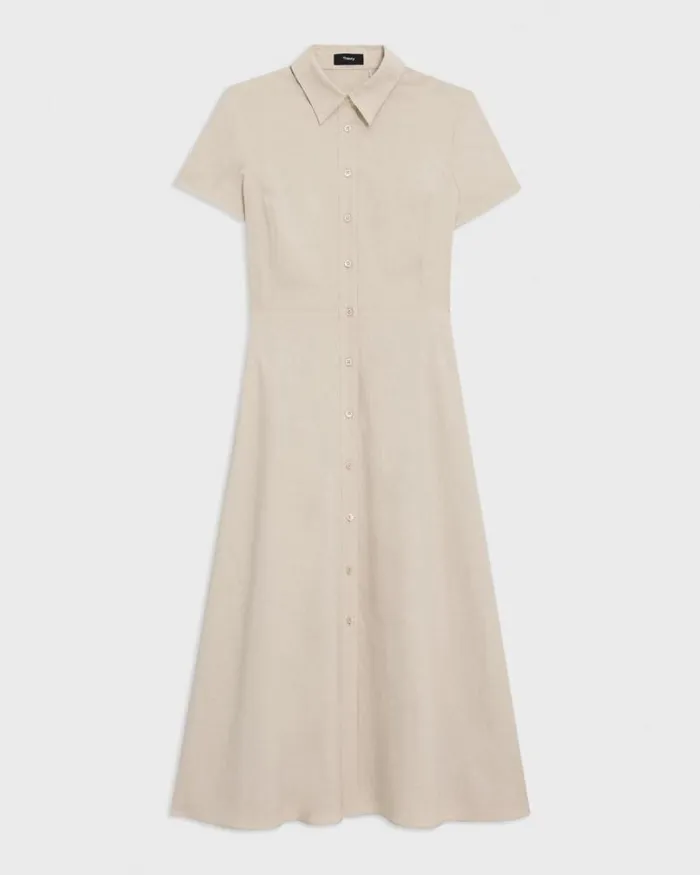Dresses Women Theory Midi Shirt Dress In Good Linen Straw