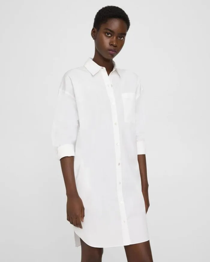 Dresses Women Theory Oversized Shirt Dress In Cotton White