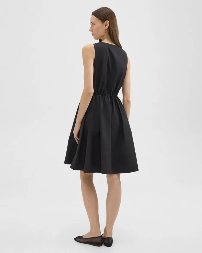 Dresses Women Theory Sleeveless Drawstring Dress In CottonBlend Black Dresses Women Theory Sleeveless Drawstring Dress In CottonBlend Black