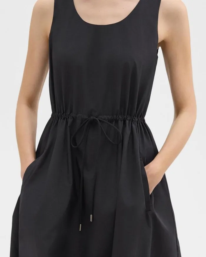 Dresses Women Theory Sleeveless Drawstring Dress In CottonBlend Black Dresses Women Theory Sleeveless Drawstring Dress In CottonBlend Black