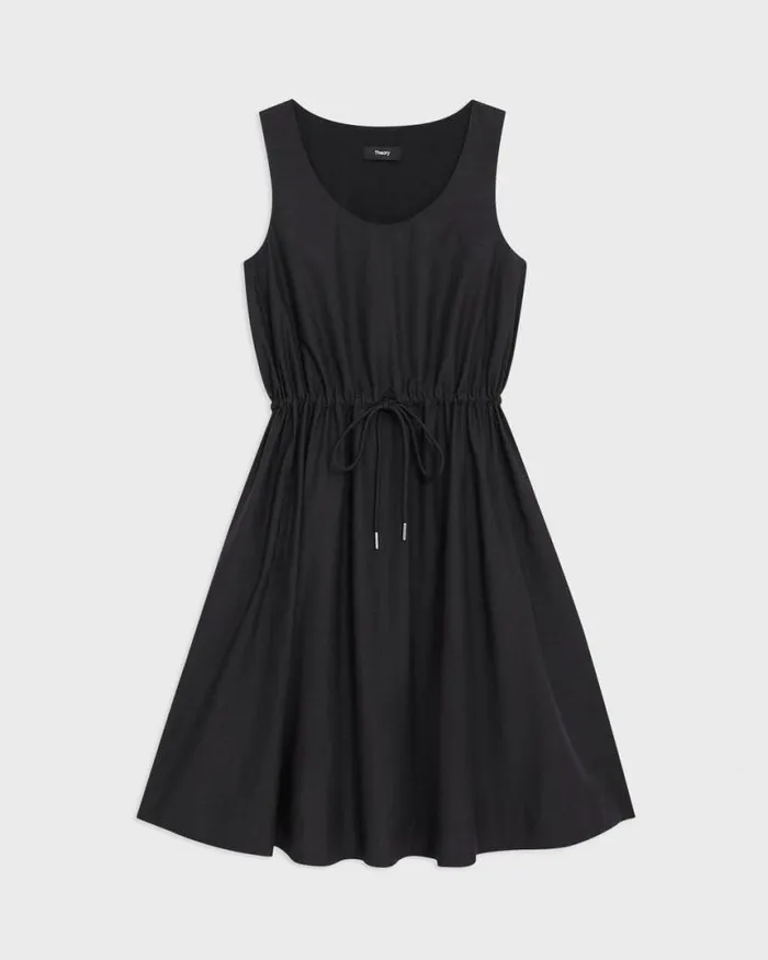 Dresses Women Theory Sleeveless Drawstring Dress In CottonBlend Black Dresses Women Theory Sleeveless Drawstring Dress In CottonBlend Black