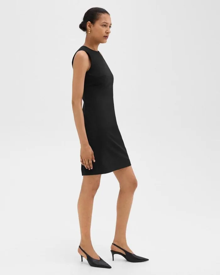 Dresses Women Theory Sleeveless Fitted Dress In Good Wool Black