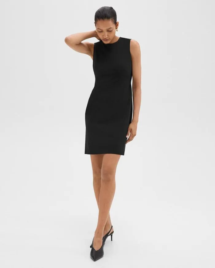 Dresses Women Theory Sleeveless Fitted Dress In Good Wool Black