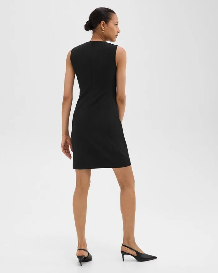 Dresses Women Theory Sleeveless Fitted Dress In Good Wool Black