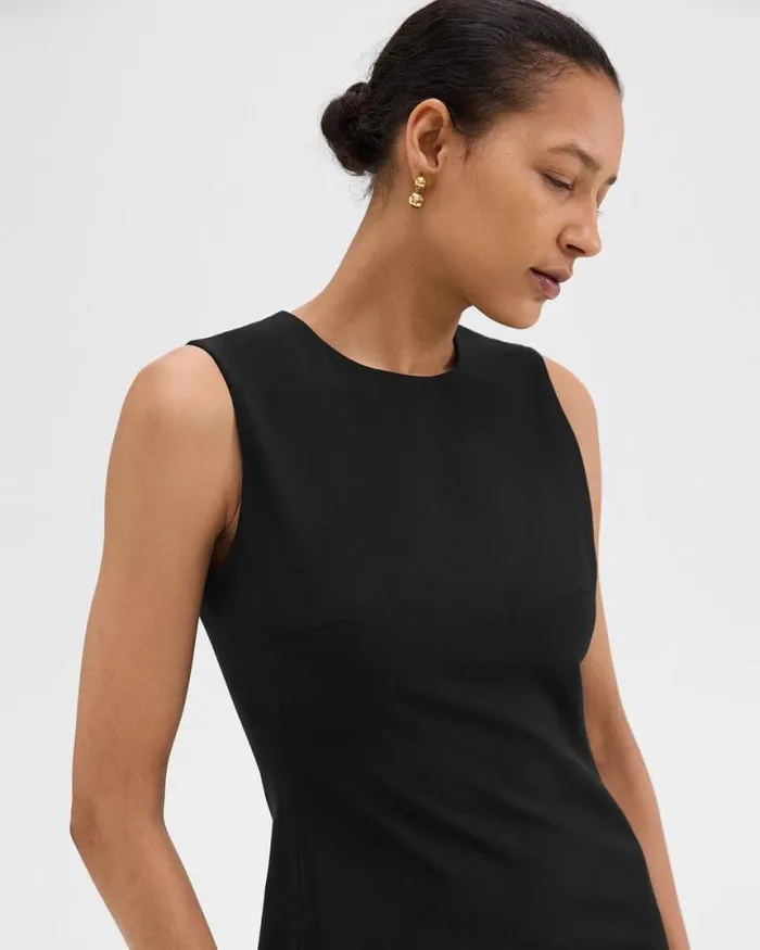 Dresses Women Theory Sleeveless Fitted Dress In Good Wool Black