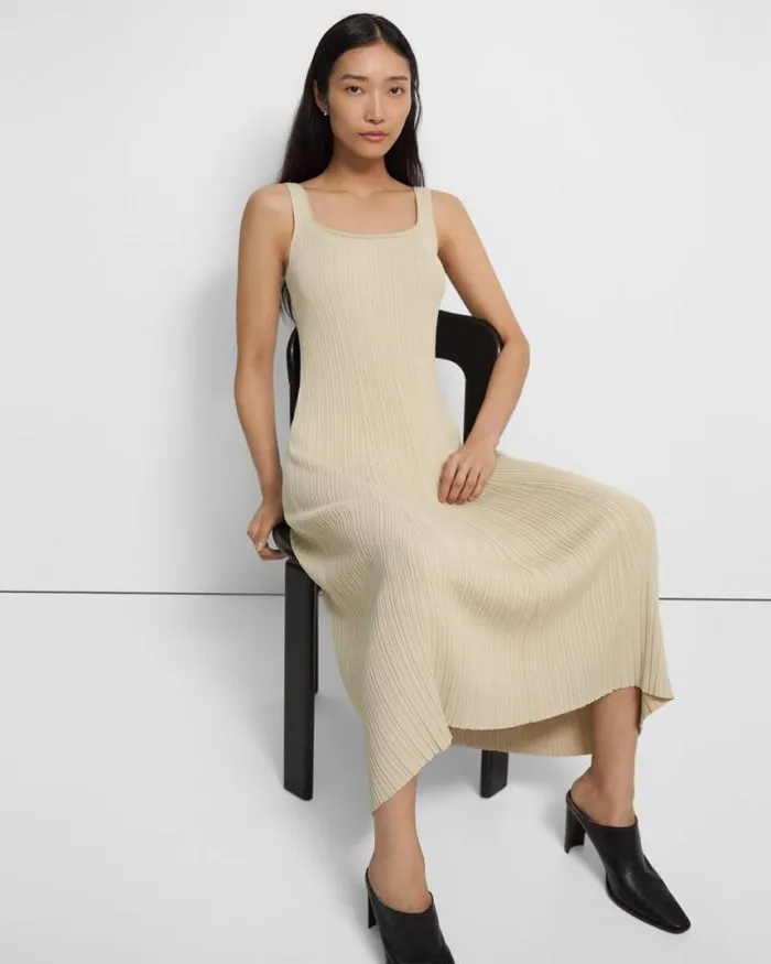 Dresses Women Theory Tank Dress In Stretch Knit Butter Yellow Dresses Women Theory Tank Dress In Stretch Knit Butter Yellow
