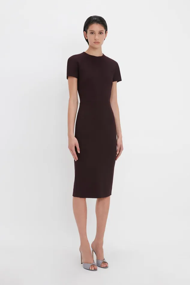 Dresses Women Victoria Beckham Fitted TShirt Dress In Deep Mahogany Dresses Women Victoria Beckham Fitted TShirt Dress In Deep Mahogany