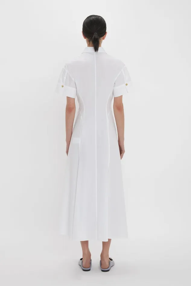Dresses Women Victoria Beckham Panelled Shirt Dress In White Dresses Women Victoria Beckham Panelled Shirt Dress In White