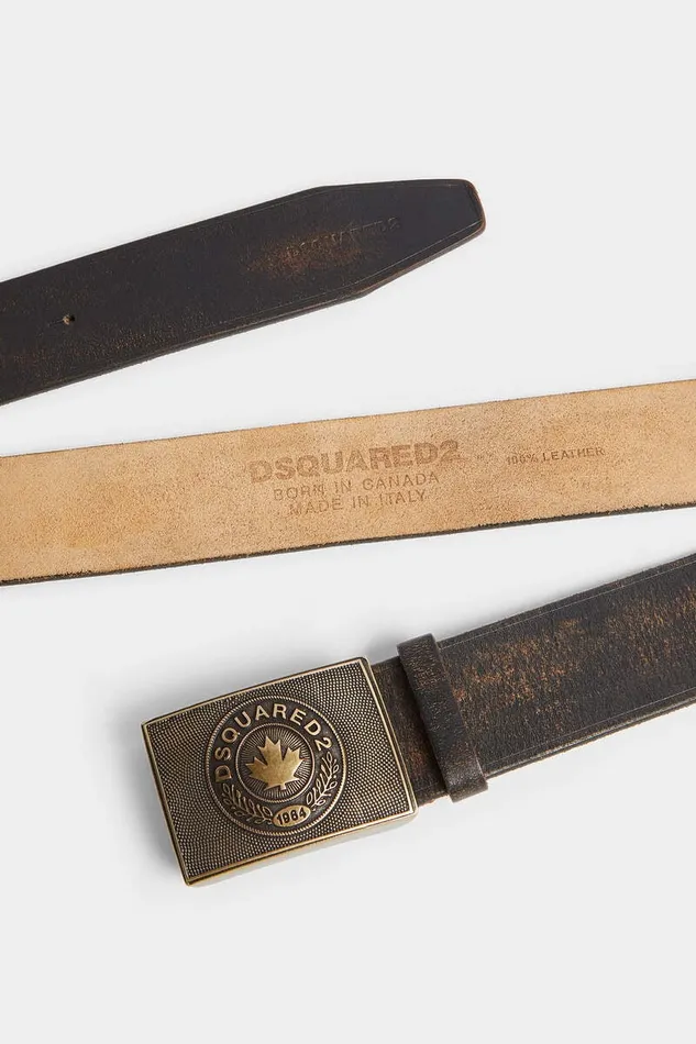 Dsquared2 Belts Vintage Plaque Belt Dark Brown 8211 Men