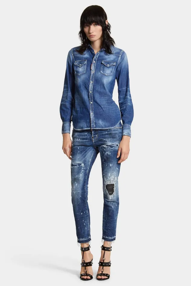 Dsquared2 Jeans Medium Ripped Wash Cool Girl Jeans Navy 8211 Women