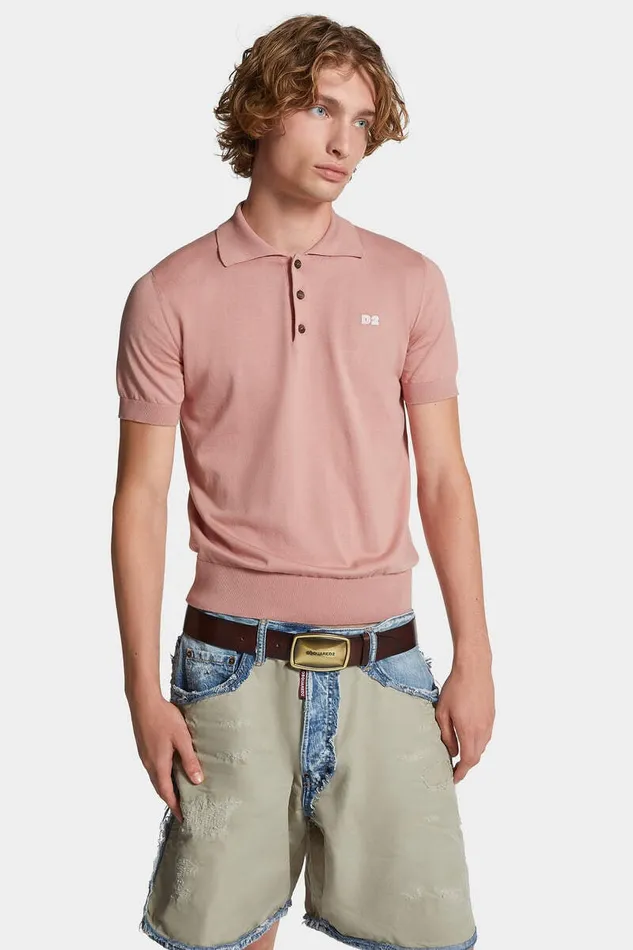 Dsquared2 Knitwear D2 Knit Polo Powder Rose 8211 Men