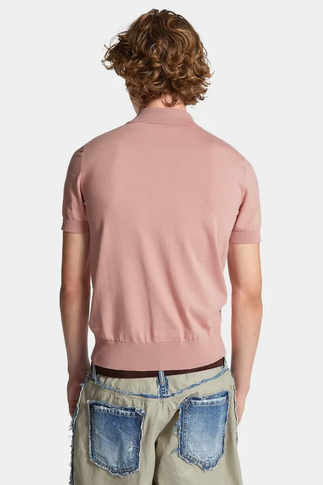 Dsquared2 Knitwear D2 Knit Polo Powder Rose 8211 Men