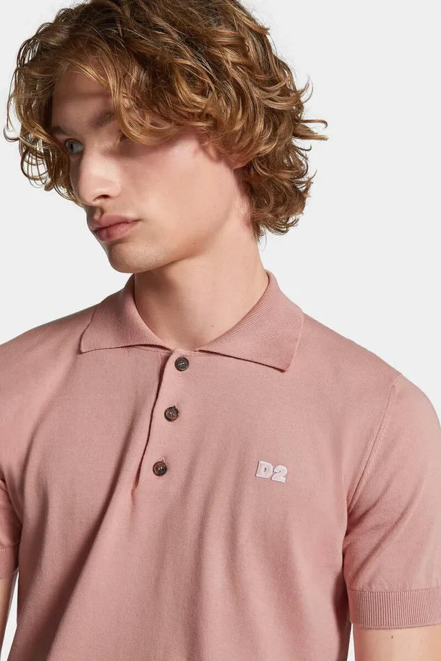 Dsquared2 Knitwear D2 Knit Polo Powder Rose 8211 Men
