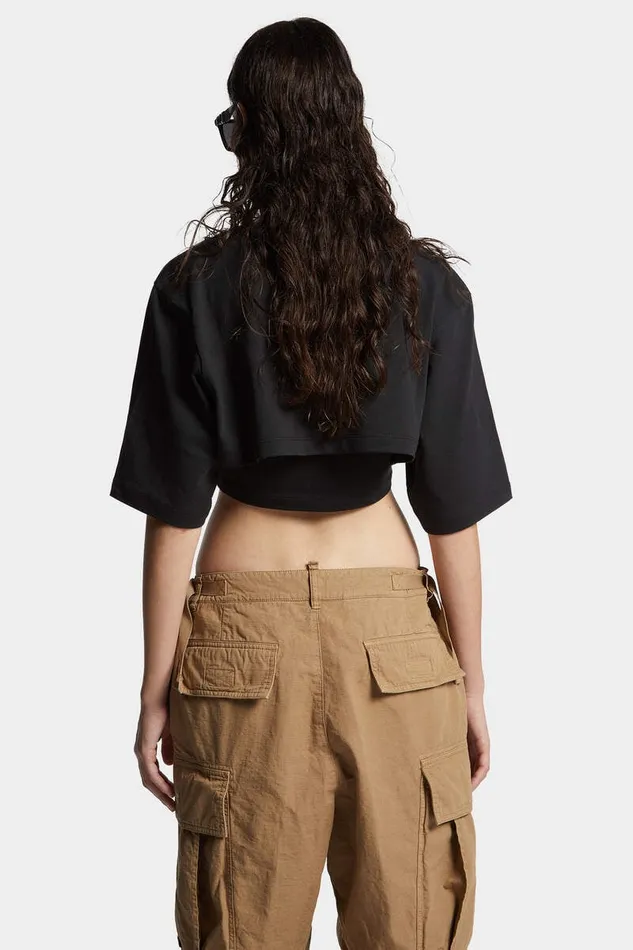 Dsquared2 Tops and TShirts Cropped Loose Fit Icon New Generation TShirt Black 8211 Women