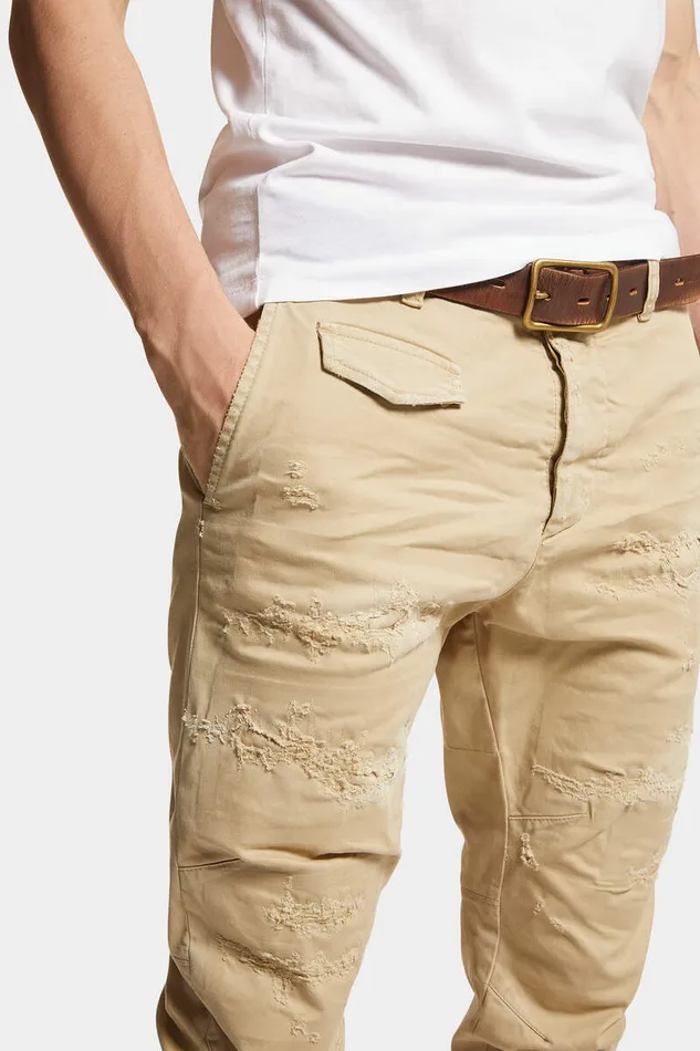 Dsquared2 Trousers Ripped Sexy Chinos Pant Stone 8211 Men