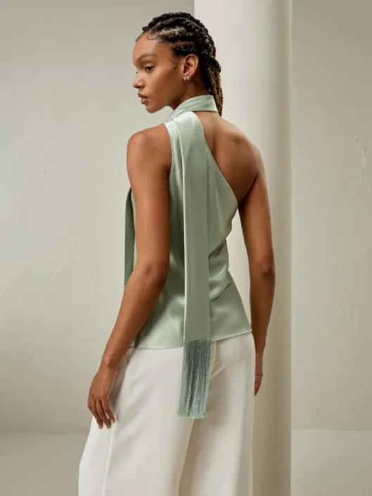 Elegant Silk One Shoulder Top With Scarf Women Lilysilk Tops