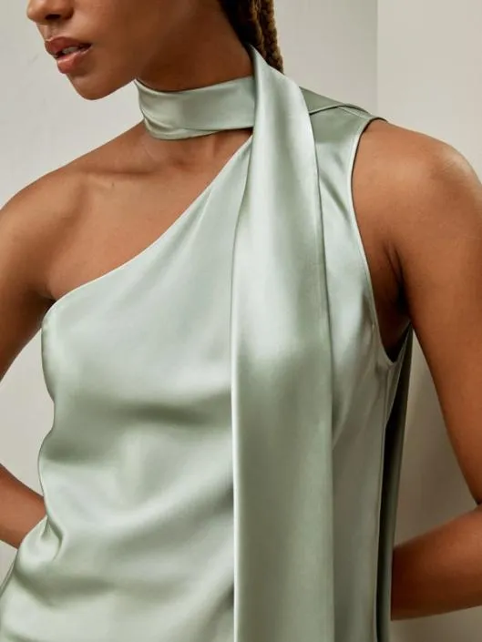 Elegant Silk One Shoulder Top With Scarf Women Lilysilk Tops