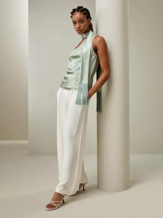 Elegant Silk One Shoulder Top With Scarf Women Lilysilk Tops