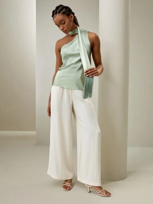 Elegant Silk One Shoulder Top With Scarf Women Lilysilk Tops