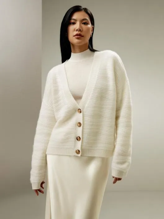 Elegant VNeck Cashmere Cardigan Women Lilysilk Knitwear