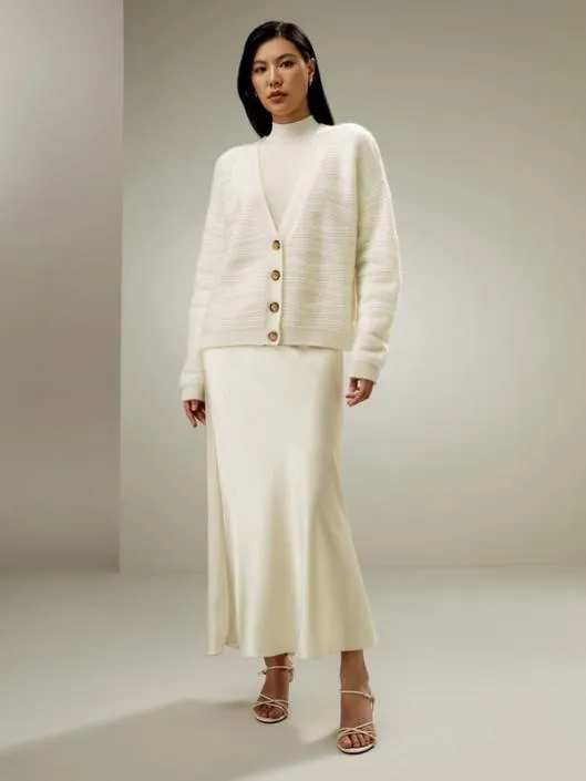 Elegant VNeck Cashmere Cardigan Women Lilysilk Knitwear