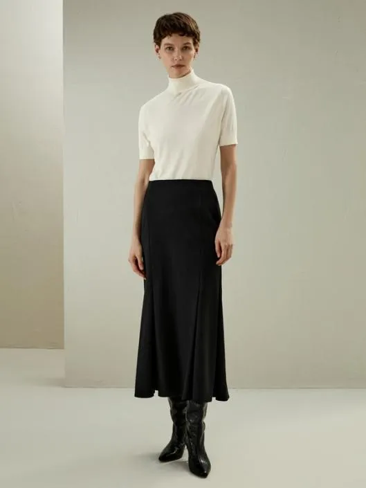 Elegant Wool Mermaid Skirt Black Women Lilysilk Knitwear