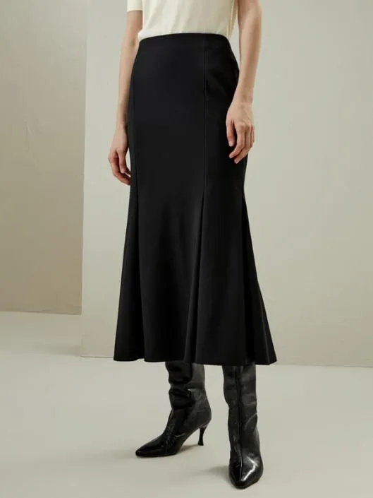 Elegant Wool Mermaid Skirt Black Women Lilysilk Knitwear