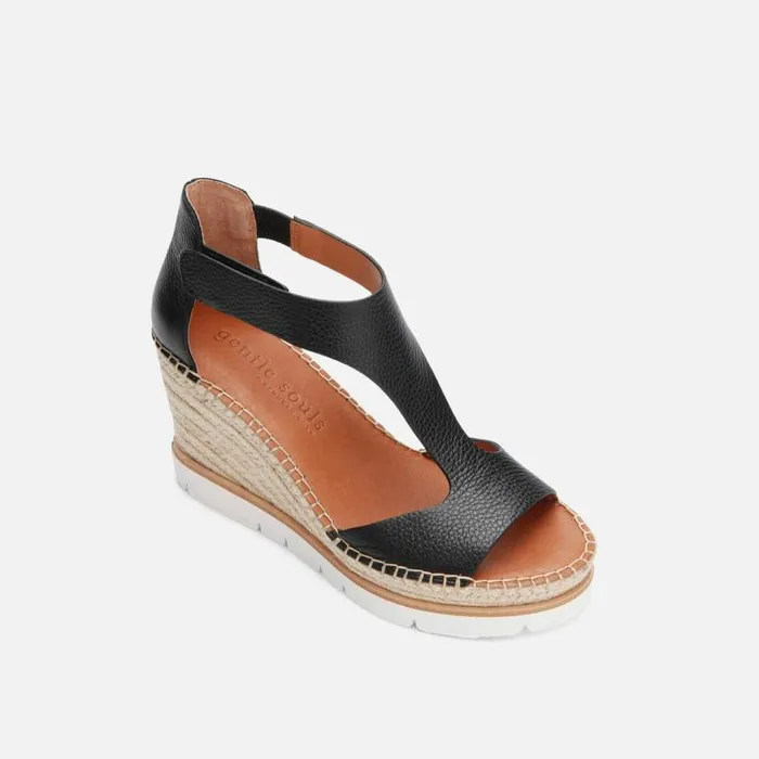 Elyssa Easy TStrap Wedge Sandal Black Women Kenneth Cole Gentle Souls