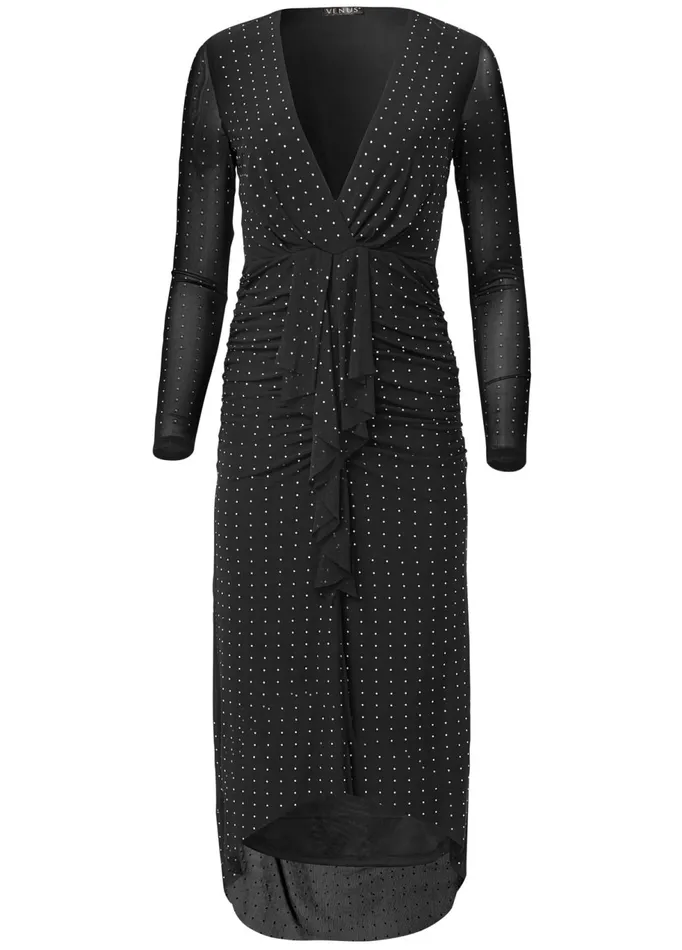 Embellished Highlow Dress Black Women VENUS Midi Dresses