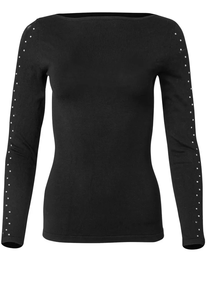 Embellished Lace Sleeve Sweater Black Women VENUS Sexy Sweaters
