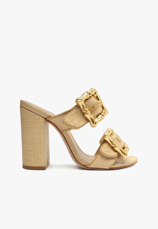 Enola Natural Leather Sandal Rafia Women Schutz Shoes Enola