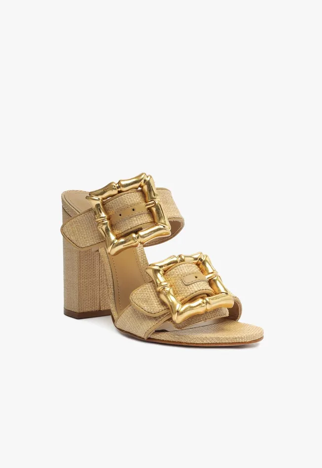 Enola Natural Leather Sandal Rafia Women Schutz Shoes Enola