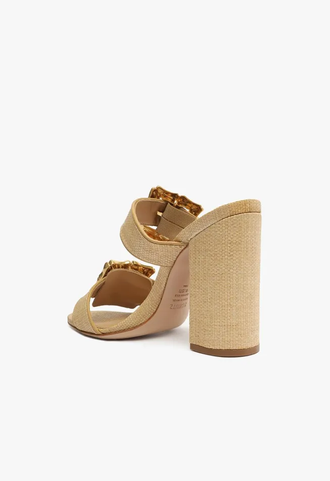 Enola Natural Leather Sandal Rafia Women Schutz Shoes Enola