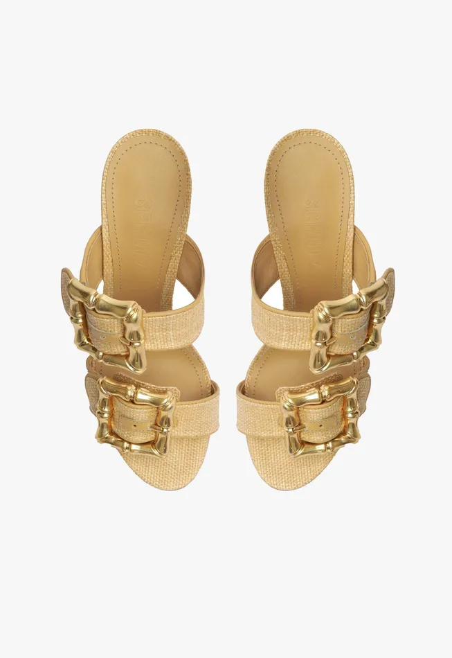 Enola Natural Leather Sandal Rafia Women Schutz Shoes Enola