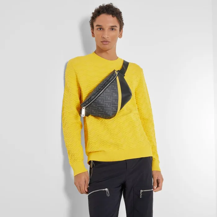 Fendi Belt Bags Fendi Diagonal Belt Bag Gray Fabric Belt Bag 8211 Men