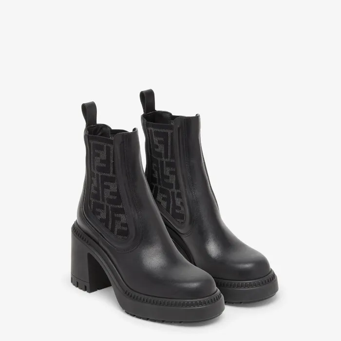 Fendi Boots and Ankle Boots Domino Black Leather Biker Boots 8211 Women