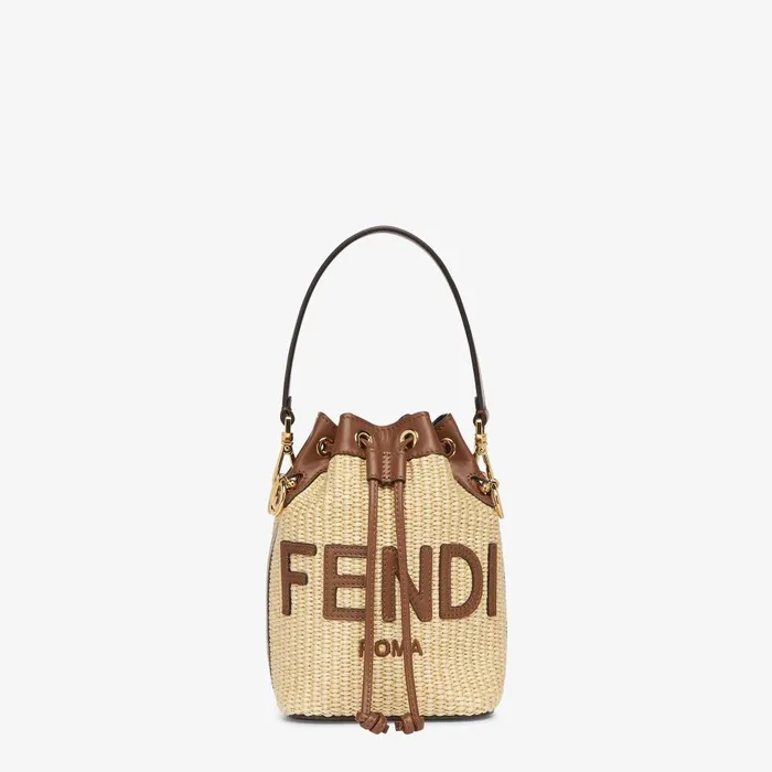 Fendi Bucket Bags Mon Tresor Beige Cotton Fiber Minibag 8211 Women