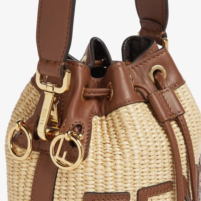 Fendi Bucket Bags Mon Tresor Beige Cotton Fiber Minibag 8211 Women