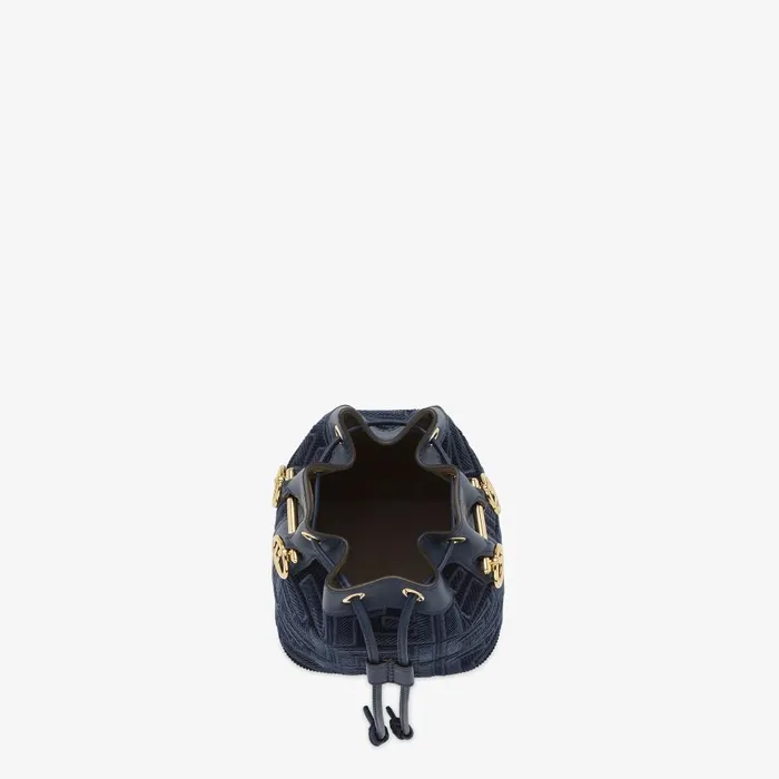 Fendi Bucket Bags Mon Tresor Dark Blue Corduroy Minibag 8211 Women