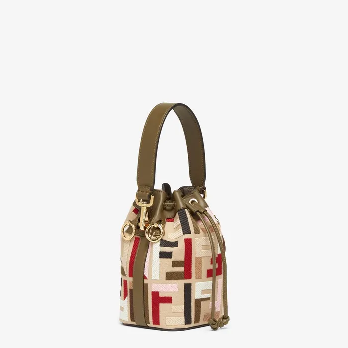 Fendi Bucket Bags Mon Tresor Multicolor Canvas Minibag With FF Embroidery 8211 Women