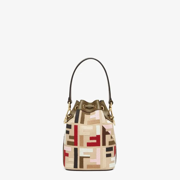 Fendi Bucket Bags Mon Tresor Multicolor Canvas Minibag With FF Embroidery 8211 Women
