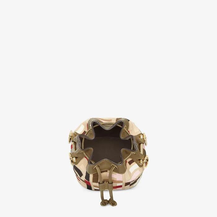Fendi Bucket Bags Mon Tresor Multicolor Canvas Minibag With FF Embroidery 8211 Women