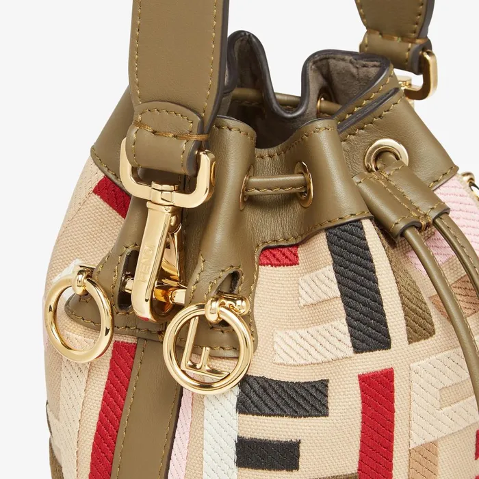 Fendi Bucket Bags Mon Tresor Multicolor Canvas Minibag With FF Embroidery 8211 Women