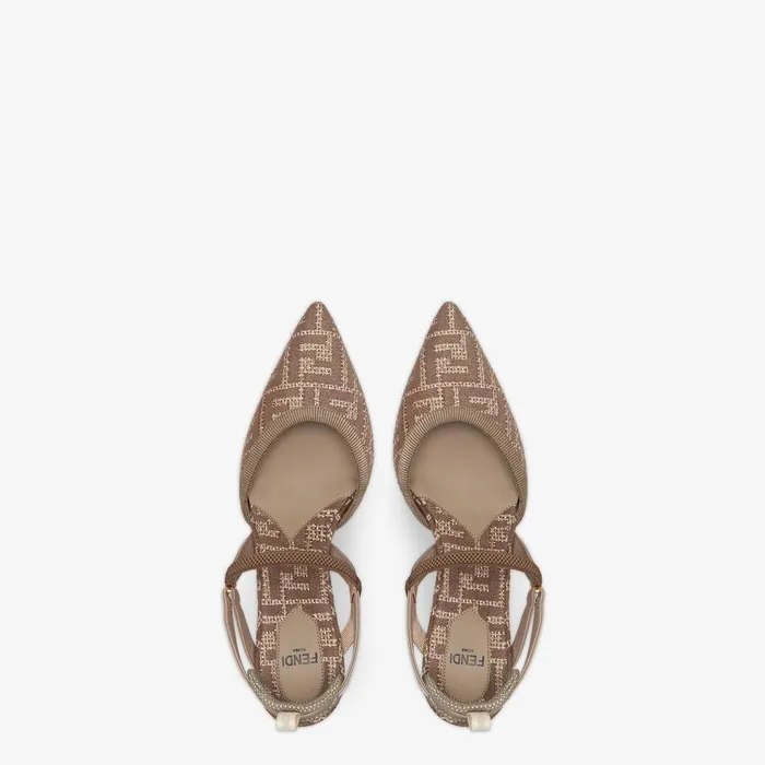 Fendi Colibr Colibr Lite Dove Gray Cotton Mediumheeled Slingbacks 8211 Women