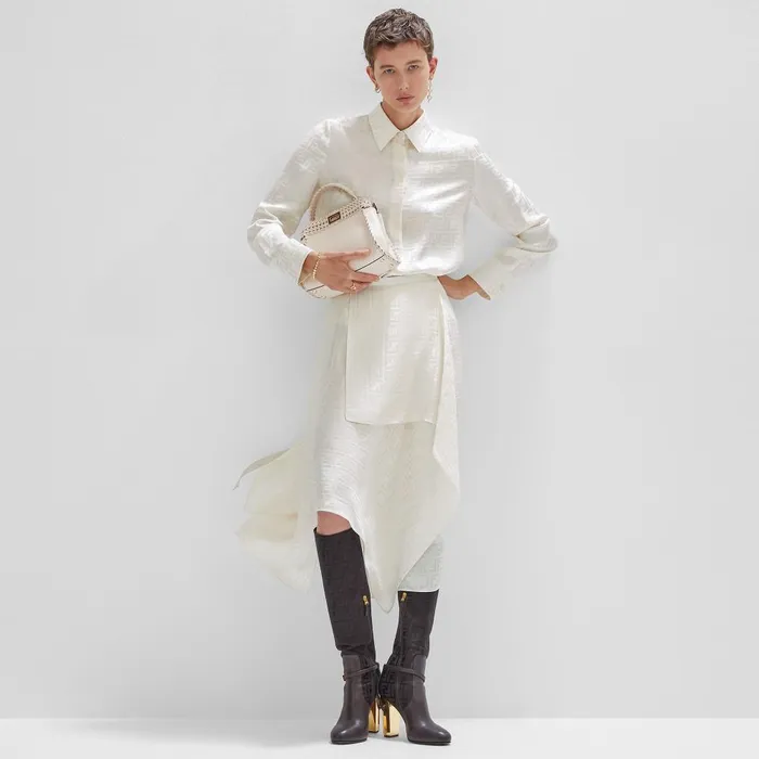 Fendi Coordinated Sets Shirt White FF Silk Shirt 8211 Women