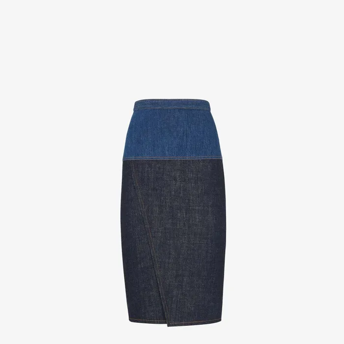 Fendi Denim Jeans Skirt Blue Twotone Denim Skirt 8211 Women