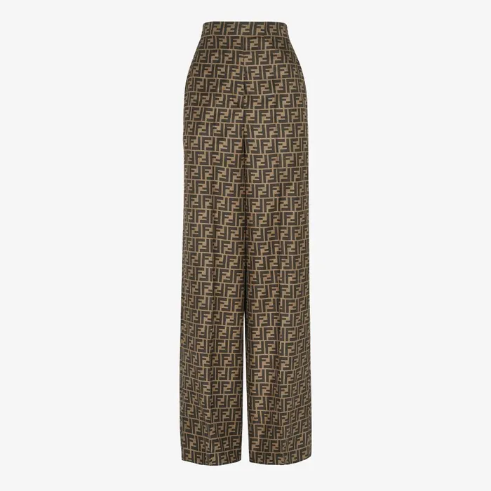 Fendi Essentials For Women Pants Brown Silk Pants 8211 Women