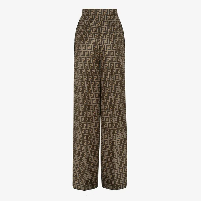 Fendi Essentials For Women Pants Brown Silk Pants 8211 Women
