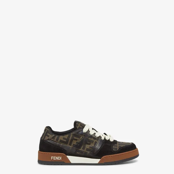 Fendi Fendi Match Fendi Match Sneakers Brown FF Jacquard And Black Suede Fabric Lowtops 8211 Men