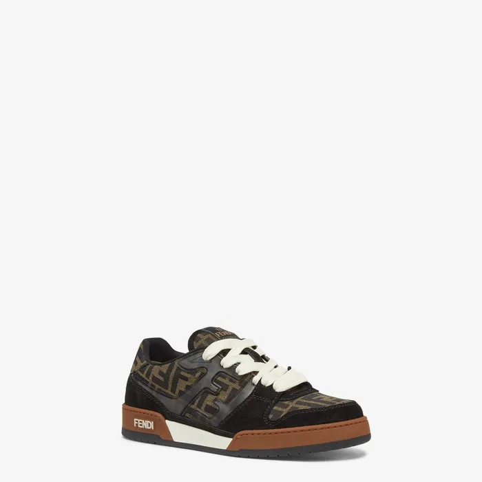 Fendi Fendi Match Fendi Match Sneakers Brown FF Jacquard And Black Suede Fabric Lowtops 8211 Men